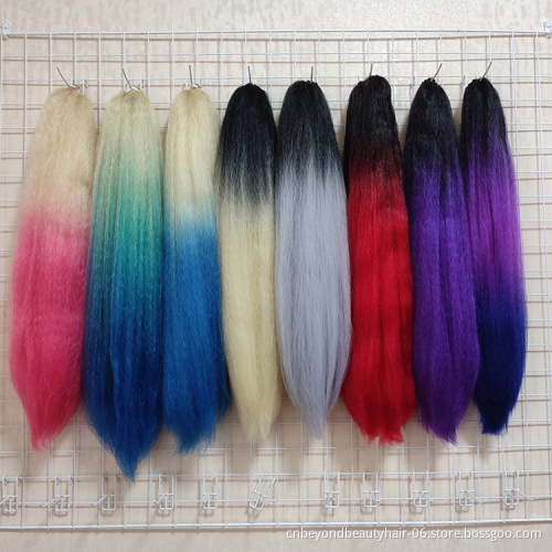 Ombre 613 Blonde Brown Purple Synthetic Yaki Kinky Straight Drawstring Ponytails For Black Women